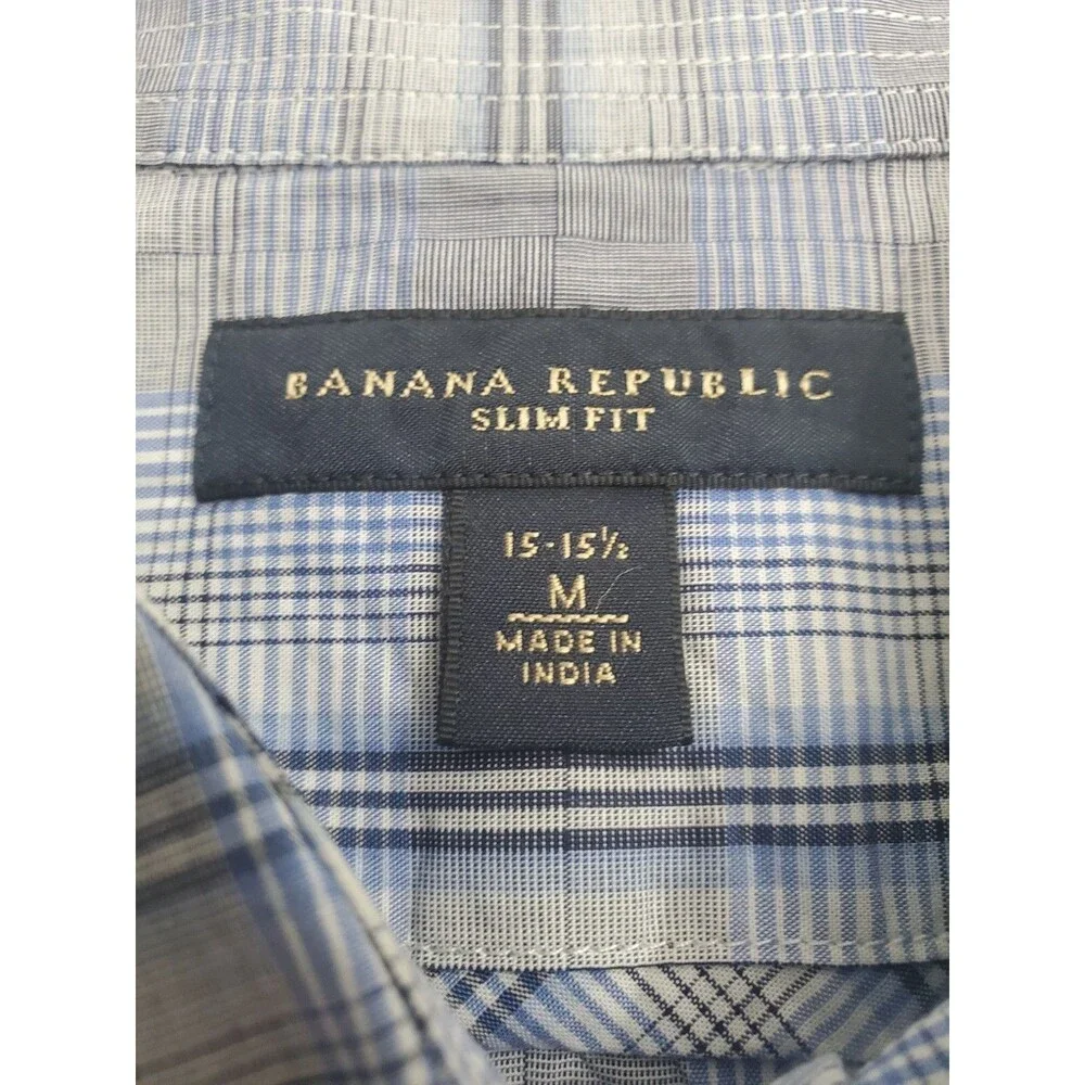 Banana Republic Men's Short Sleeve Button Slim Fit Shirt, 15-15.5 Medium